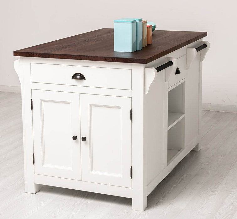 Landhaus Küchenblock aus Massivholz | Kücheninsel mit Türen & Schubladen -