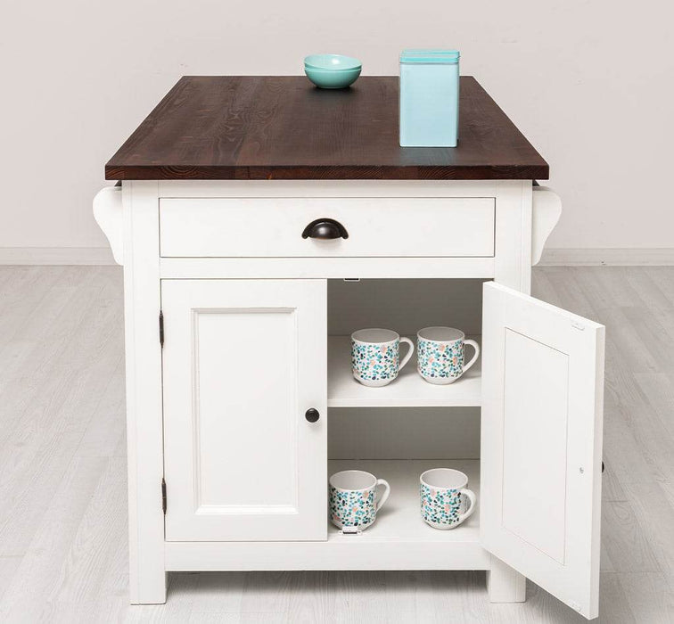 Landhaus Küchenblock aus Massivholz | Kücheninsel mit Türen & Schubladen -