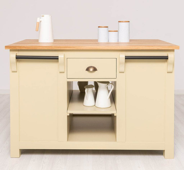 Landhaus Küchenblock aus Massivholz | Kücheninsel mit Türen & Schubladen -