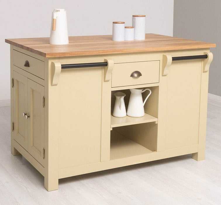 Landhaus Küchenblock aus Massivholz | Kücheninsel mit Türen & Schubladen -