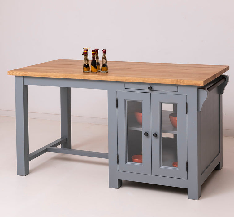 Landhaus Kücheninsel aus Massivholz mit Theke | 2 Personen Esstisch