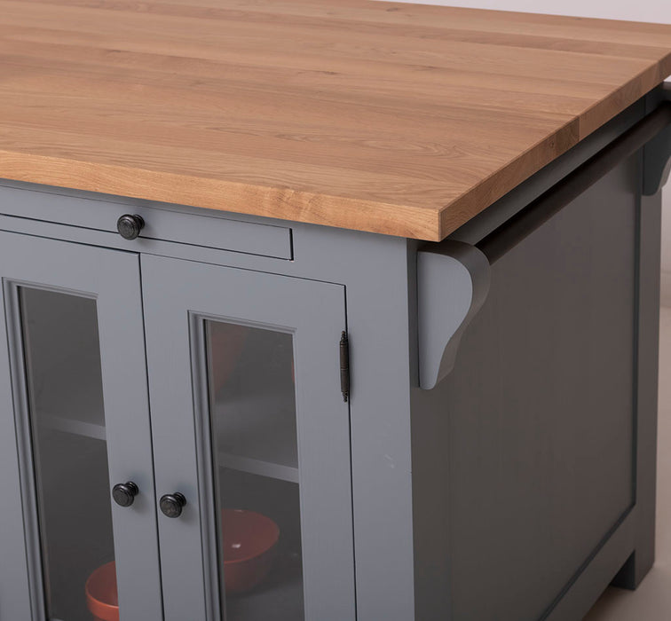 Landhaus Kücheninsel aus Massivholz mit Theke | 2 Personen Esstisch