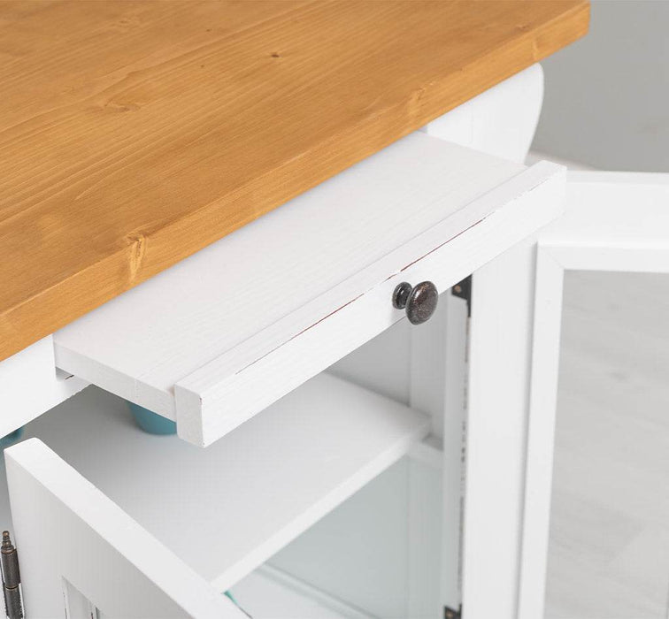 Landhaus Kücheninsel aus Massivholz mit Theke | 2 Personen Esstisch -