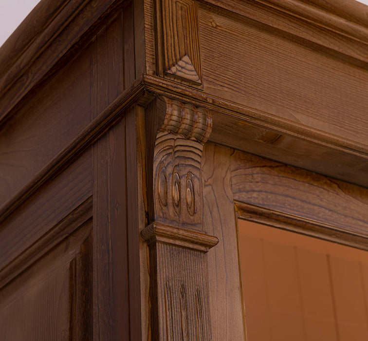 Landhaus Schrankwand aus Massivholz mit Glastüren und variabler Aufteilung - Vitrine