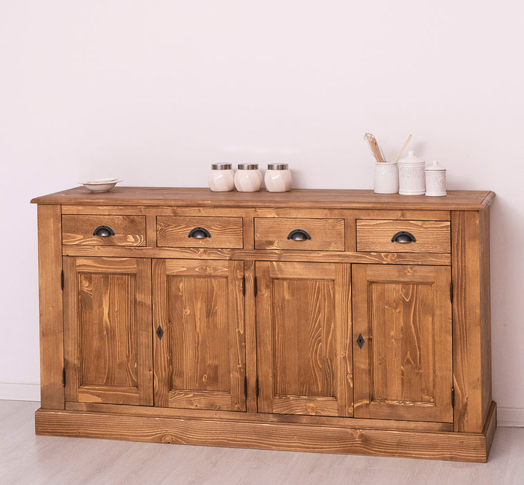 Landhaus-Sideboard-aus-Massivholz--_-Kommode-mit-4-Schubladen-und-4-Tueren-rechts-gewachst