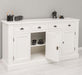 Landhaus-Sideboard-aus-Massivholz--_-Kommode-mit-4-Schubladen-und-4-Tueren-links-weiß-offen