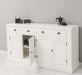 Landhaus-Sideboard-aus-Massivholz--_-Kommode-mit-4-Schubladen-und-4-Tueren-rechts-weiß-offen