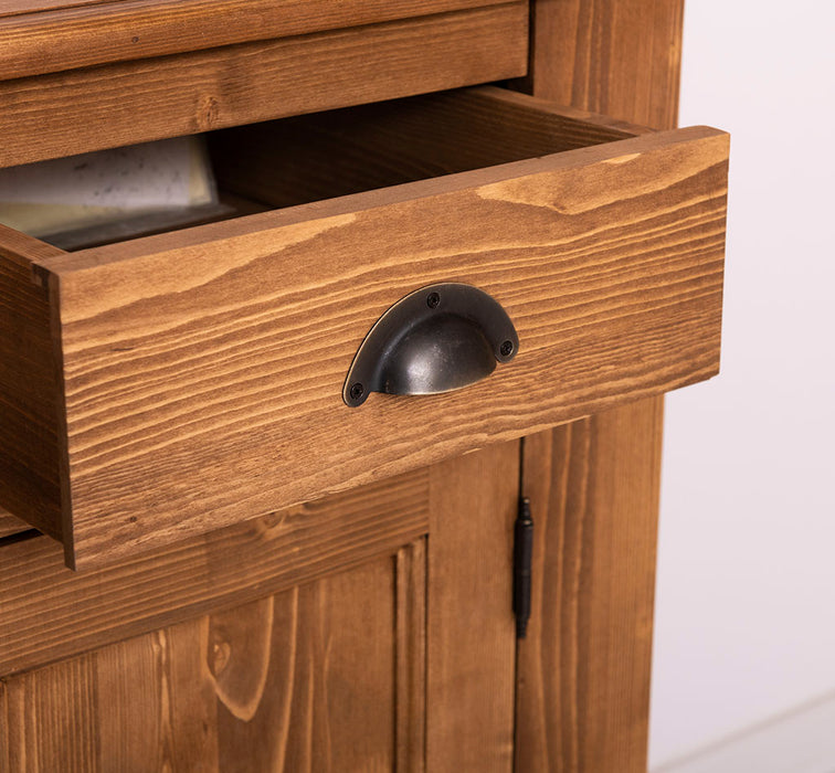 Landhaus-Sideboard-aus-Massivholz--_-Kommode-mit-4-Schubladen-und-4-Tueren-links-gewachst-detail-schublade