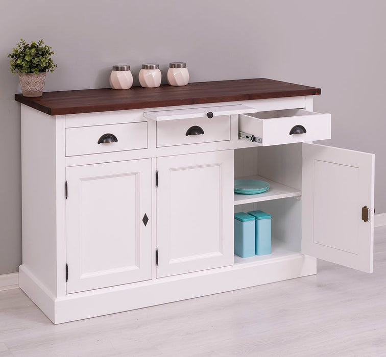 Landhaus Sideboard aus Massivholz im Landhausstil mit 3 Schubladen und Türen