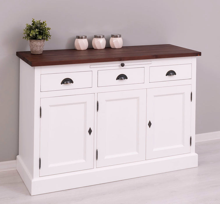 Landhaus Sideboard aus Massivholz im Landhausstil mit 3 Schubladen und Türen