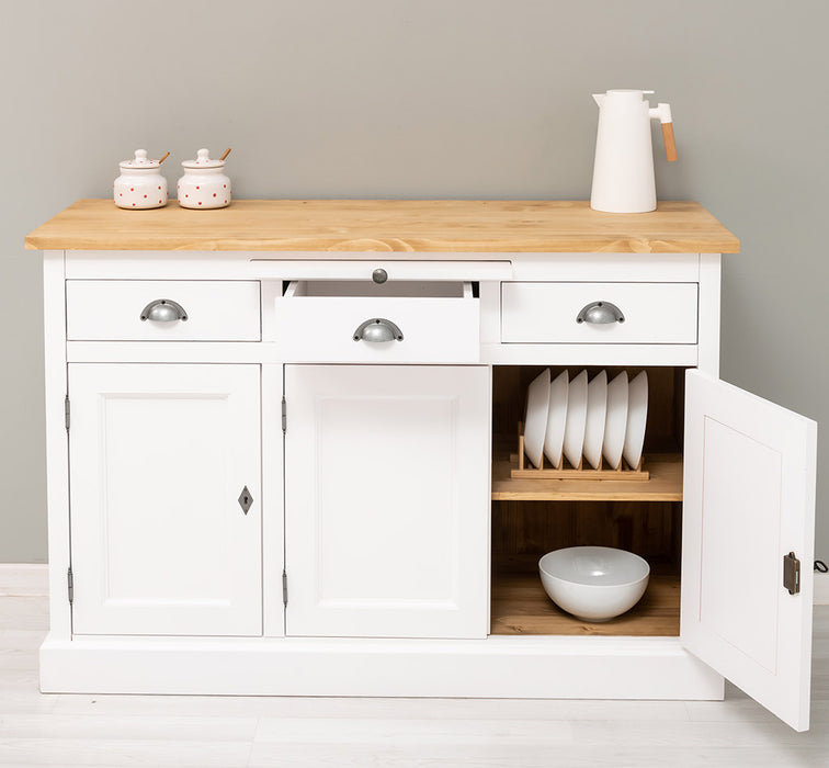 Landhaus Sideboard aus Massivholz im Landhausstil mit 3 Schubladen und Türen