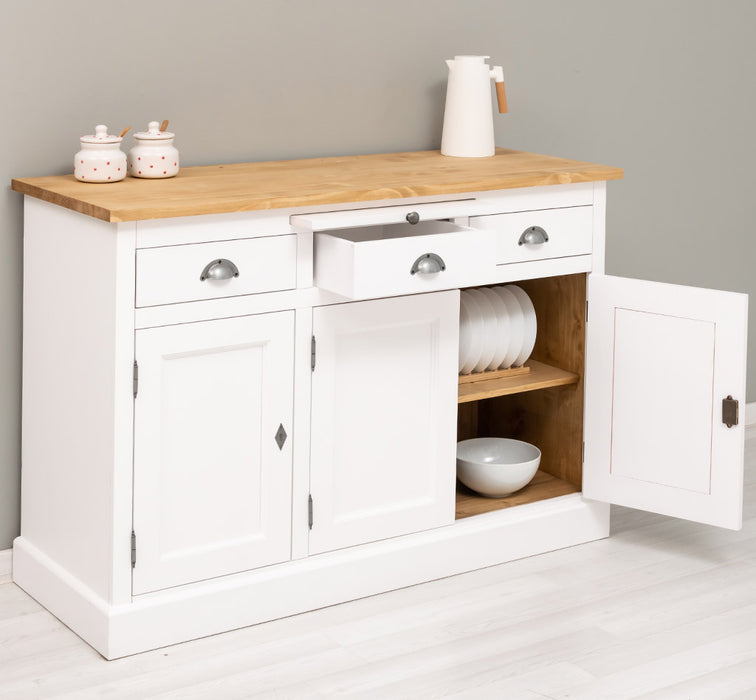 Landhaus Sideboard aus Massivholz im Landhausstil mit 3 Schubladen und Türen