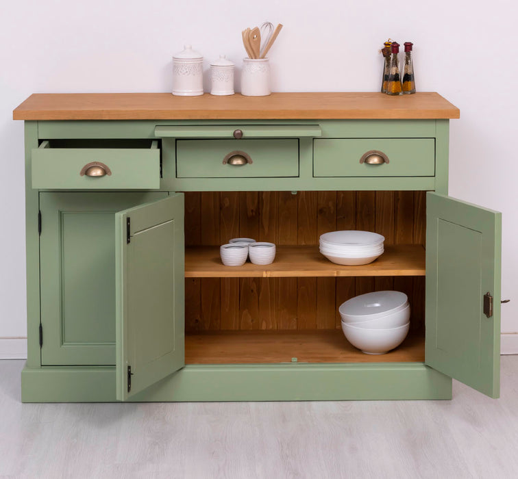 Landhaus Sideboard aus Massivholz im Landhausstil mit 3 Schubladen und Türen