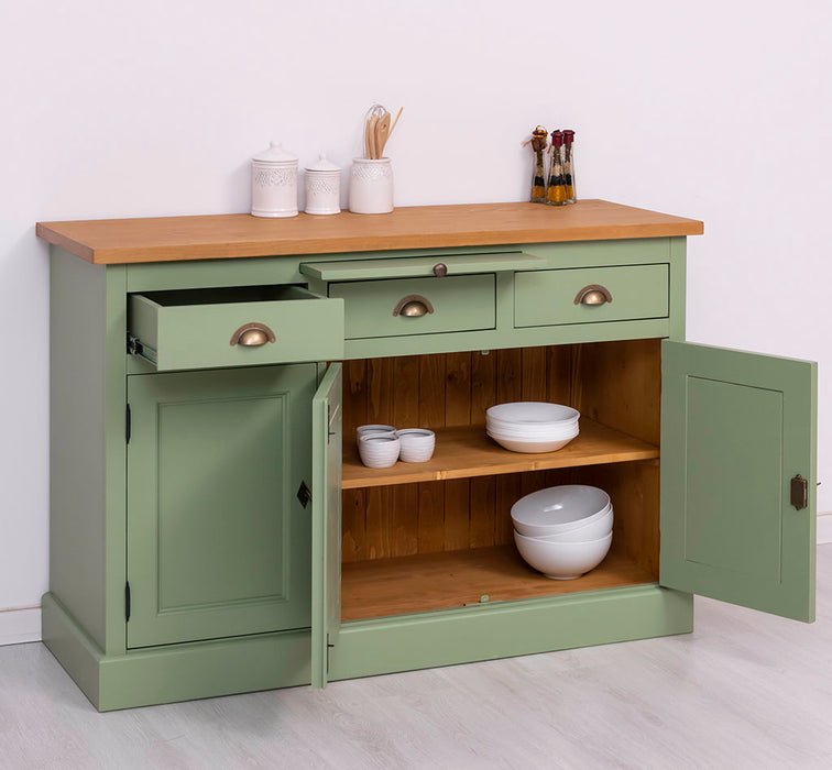 Landhaus Sideboard aus Massivholz im Landhausstil mit 3 Schubladen und Türen