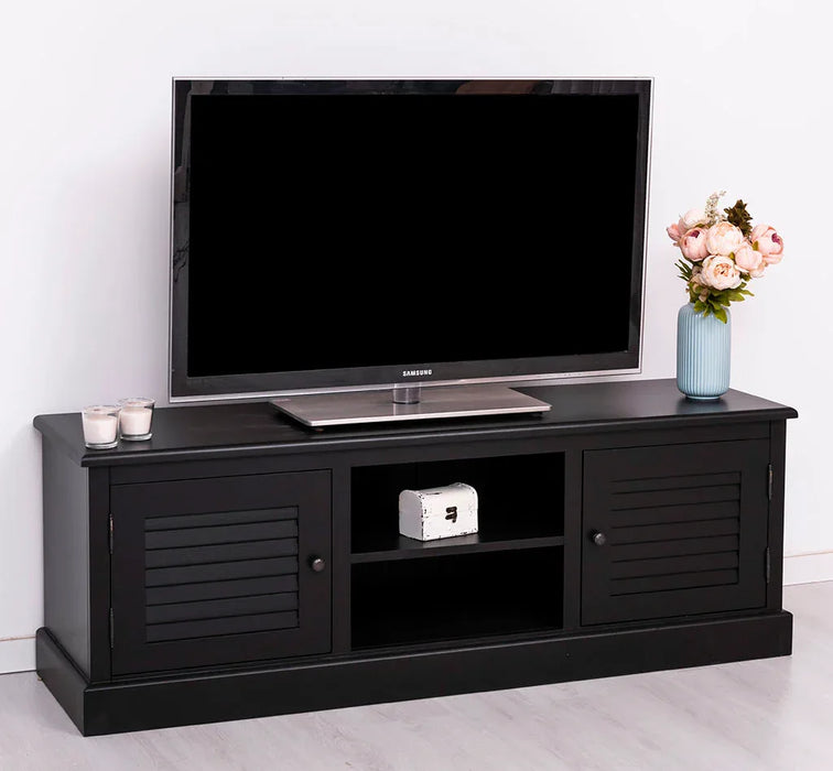 Landhaus TV-Board aus Massivholz mit Lamellentüren