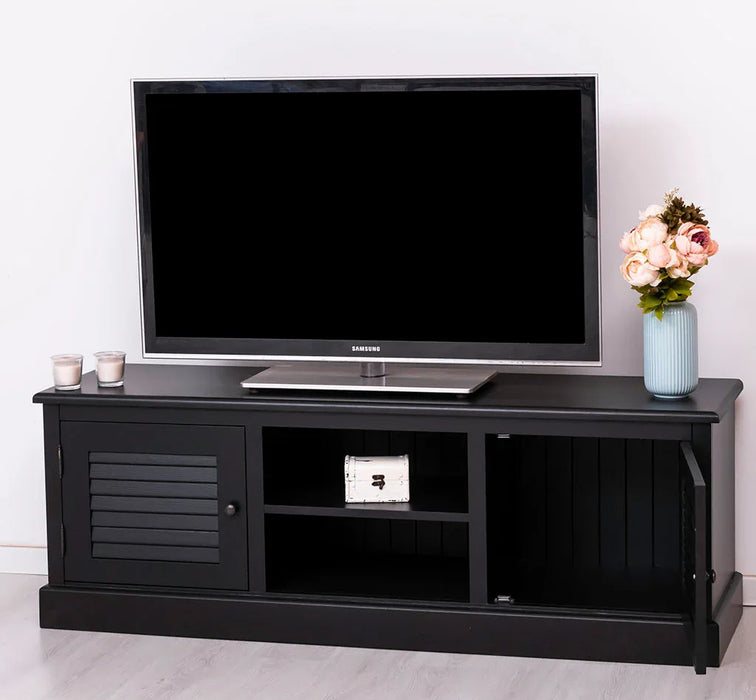 Landhaus TV-Board aus Massivholz mit Lamellentüren