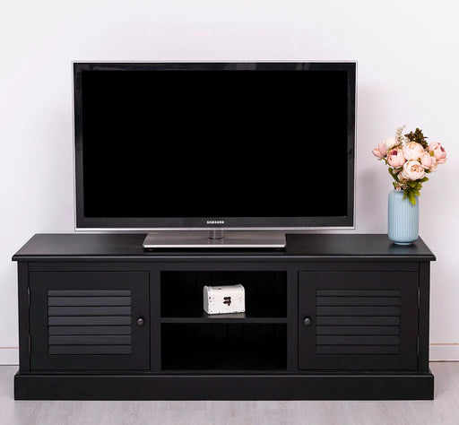 Landhaus TV-Board aus Massivholz mit Lamellentüren