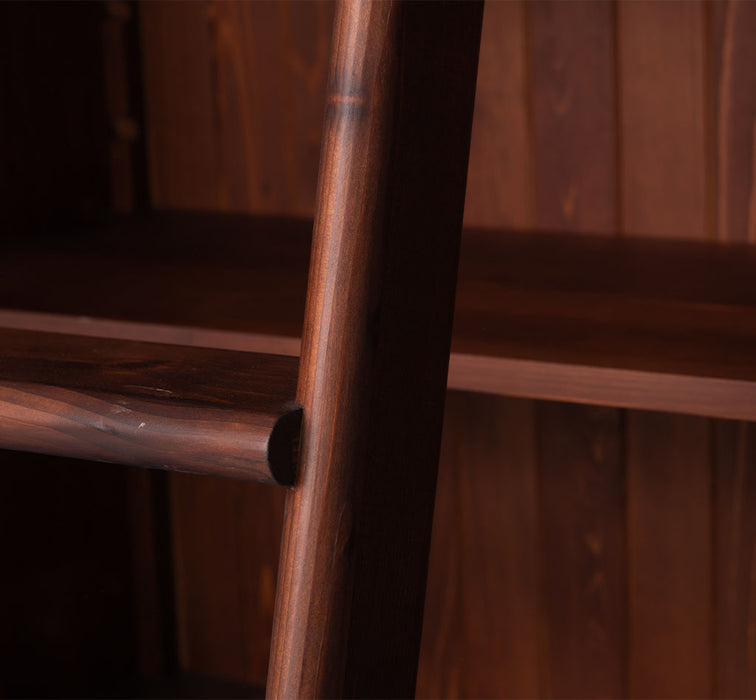 Landhaus Wohnwand aus Massivholz - Bibliotheksschrank - Bücherschrank mit Leiter