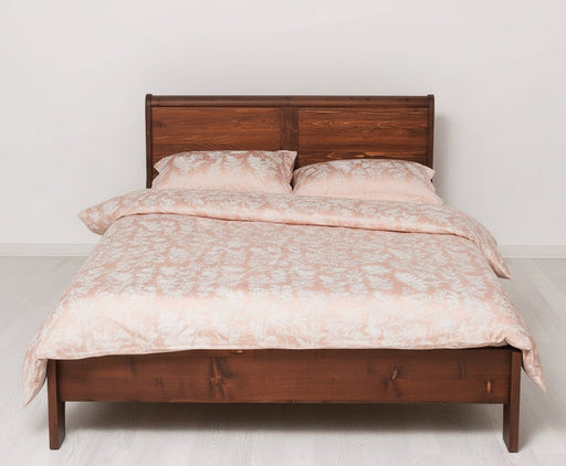 Landhausbett aus Massivholz | Klassisches Vollholzbett mit geschwungenem Kopfteil - 90 x 200