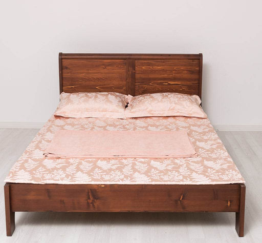 Landhausbett aus Massivholz | Klassisches Vollholzbett mit geschwungenem Kopfteil - 90 x 200