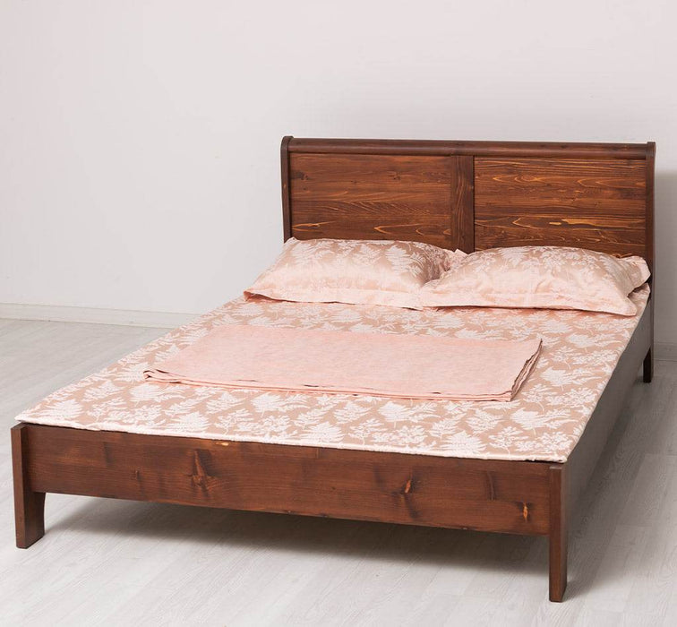 Landhausbett aus Massivholz | Klassisches Vollholzbett mit geschwungenem Kopfteil - 90 x 200