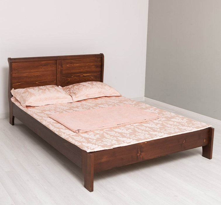 Landhausbett aus Massivholz | Klassisches Vollholzbett mit geschwungenem Kopfteil - 90 x 200