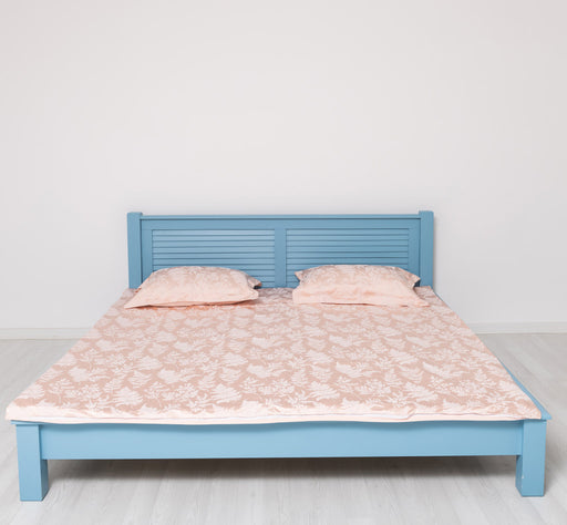 Landhausbett aus Massivholz mit Lamellen in verschiedenen Größen & Farben - Blau / 90x200
