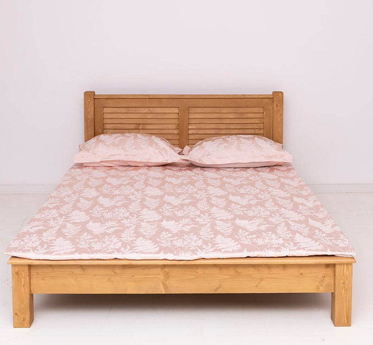Landhausbett aus Massivholz mit Lamellen in verschiedenen Größen & Farben - Gewachst / 90x200