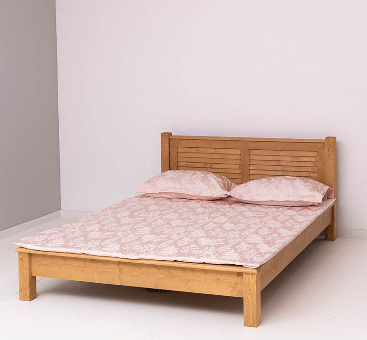 Landhausbett aus Massivholz mit Lamellen in verschiedenen Größen & Farben - Blau / 90x200