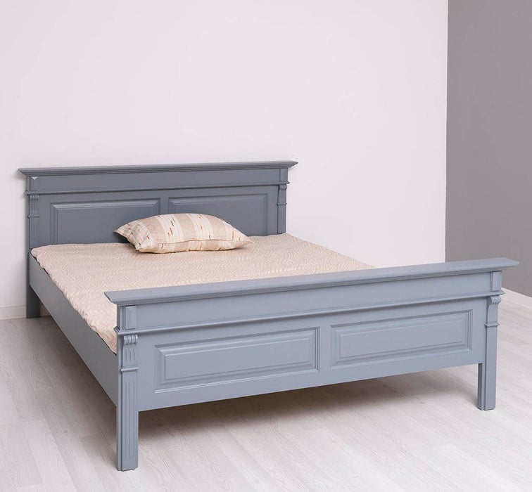Landhausbett aus Massivholz mit Ornamenten | Luxuriöses Bett mit Fräsungen - Gebürstet / 90 x 200