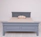 Landhausbett aus Massivholz mit Ornamenten | Luxuriöses Bett mit Fräsungen - Blau / 90 x 200
