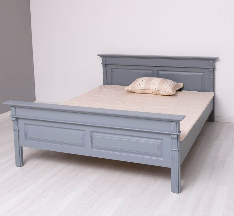 Landhausbett aus Massivholz mit Ornamenten | Luxuriöses Bett mit Fräsungen - Gebürstet / 90 x 200