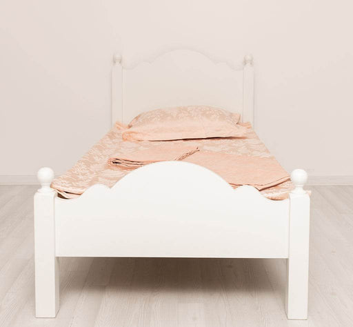 Landhausbett mit geschwungenem Kopf- und Fußteil | Stabiles Kinderbett - Weiß / 90 x 200