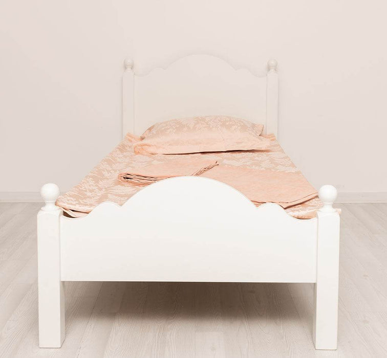 Landhausbett mit geschwungenem Kopf- und Fußteil | Stabiles Kinderbett - Weiß / 90 x 200