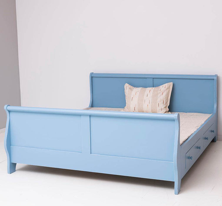 Landhausbett mit geschwungenem Kopf- und Fußteil mit Schubkästen - Mint / 90 x 200