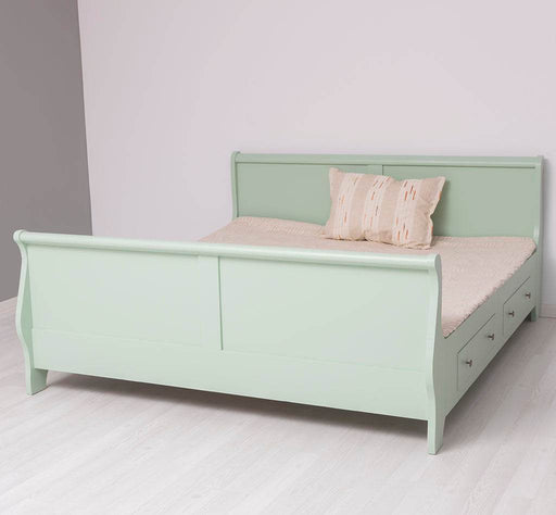 Landhausbett mit geschwungenem Kopf- und Fußteil mit Schubkästen - Mint / 90 x 200