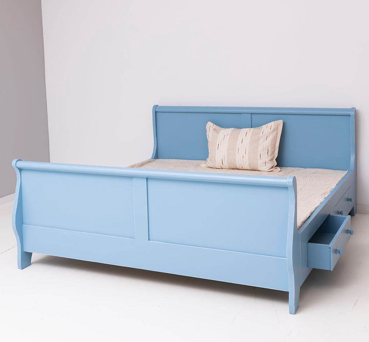 Landhausbett mit geschwungenem Kopf- und Fußteil mit Schubkästen - Mint / 90 x 200