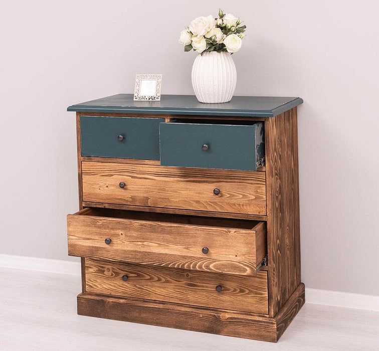 Landhauskommode aus Massivholz - Sideboard mit 5 Schubladen - Gewachst | Gelb