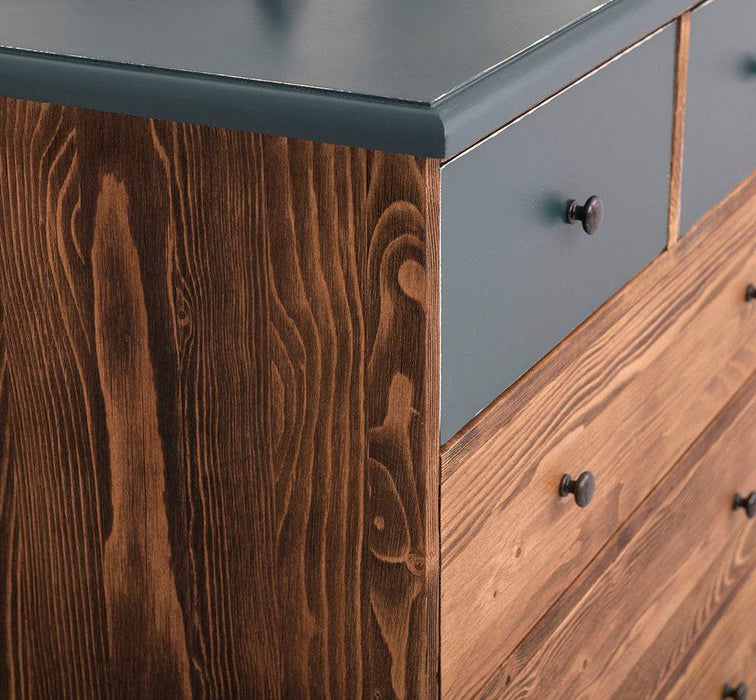 Landhauskommode aus Massivholz - Sideboard mit 5 Schubladen - Gewachst | Gelb