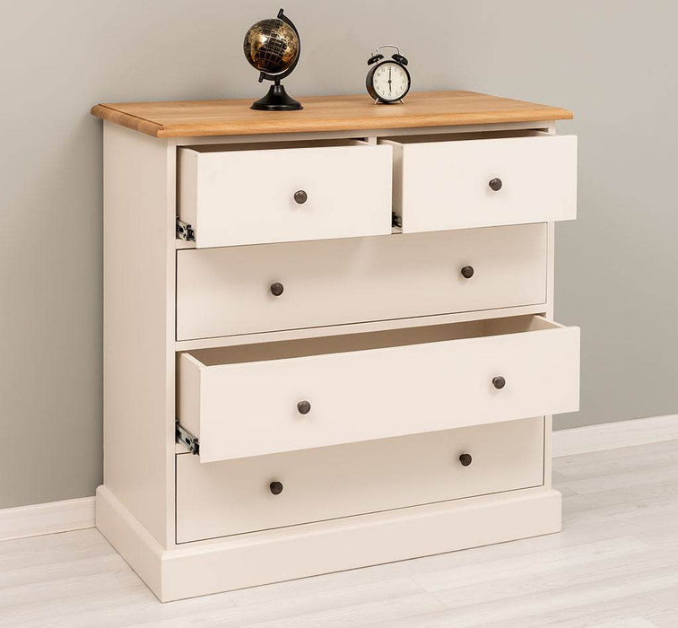 Landhauskommode aus Massivholz - Sideboard mit 5 Schubladen - Gewachst | Gelb