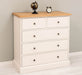 Landhauskommode aus Massivholz - Sideboard mit 5 Schubladen - Gewachst | Gelb