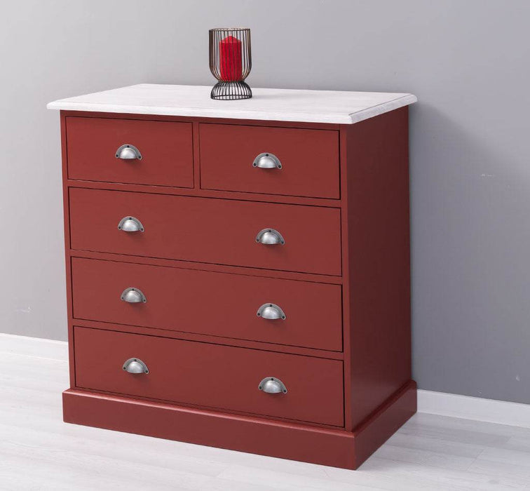 Landhauskommode aus Massivholz - Sideboard mit 5 Schubladen - Gewachst | Gelb