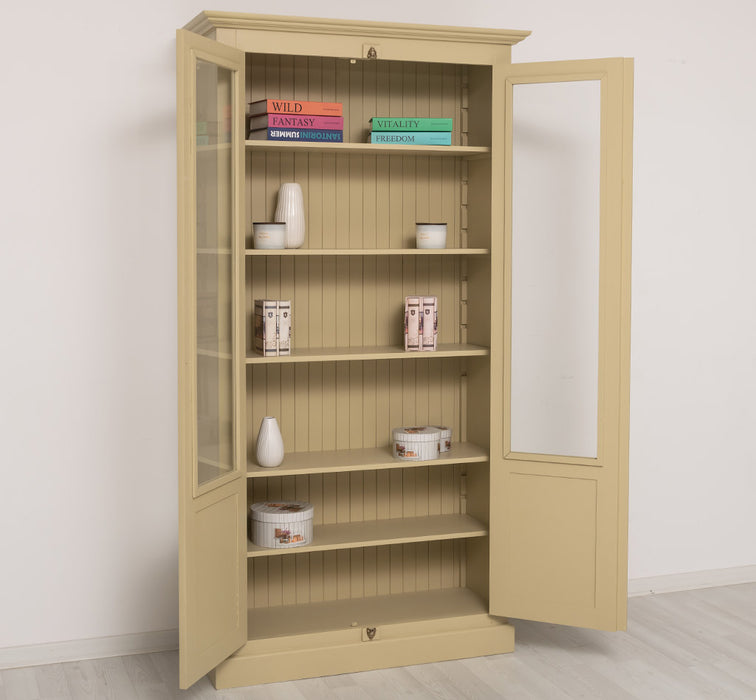 Landhausstil Büchervitrine aus Massivholz in verschiedenen Farben - Vintage Bücherschrank