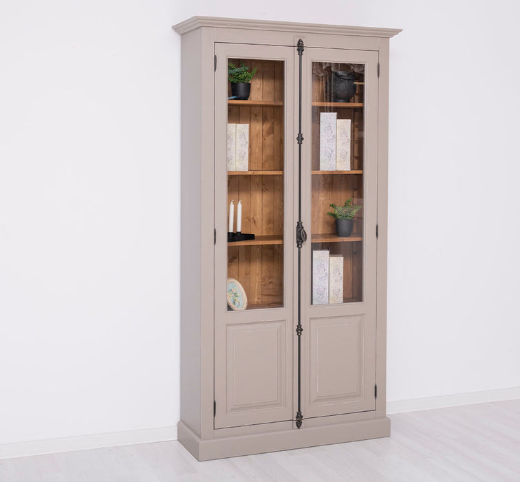 Landhausstil Büchervitrine aus Massivholz in verschiedenen Farben - Vintage Bücherschrank