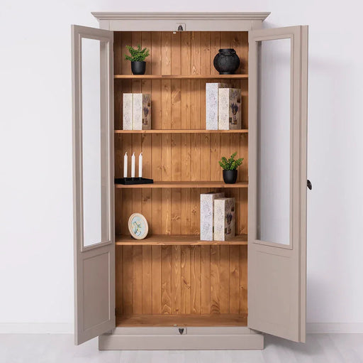 Landhausstil Büchervitrine aus Massivholz in verschiedenen Farben - Vintage Bücherschrank