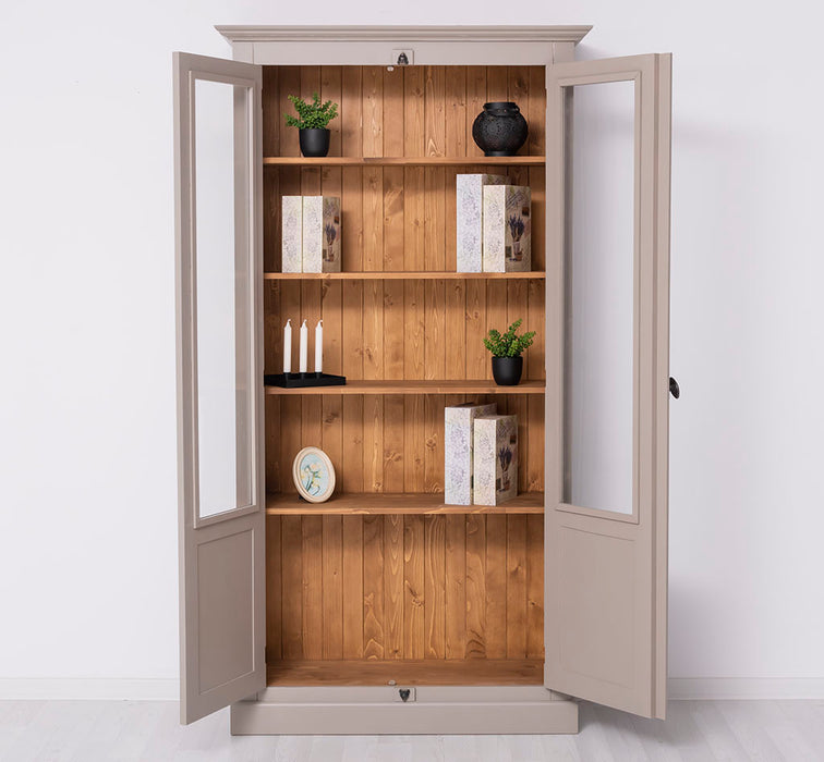 Landhausstil Büchervitrine aus Massivholz in verschiedenen Farben - Vintage Bücherschrank