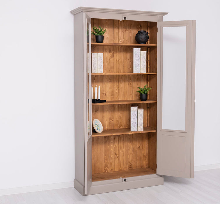 Landhausstil Büchervitrine aus Massivholz in verschiedenen Farben - Vintage Bücherschrank