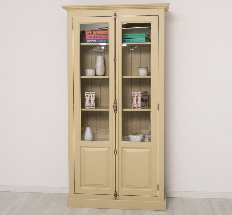 Landhausstil Büchervitrine aus Massivholz in verschiedenen Farben - Vintage Bücherschrank