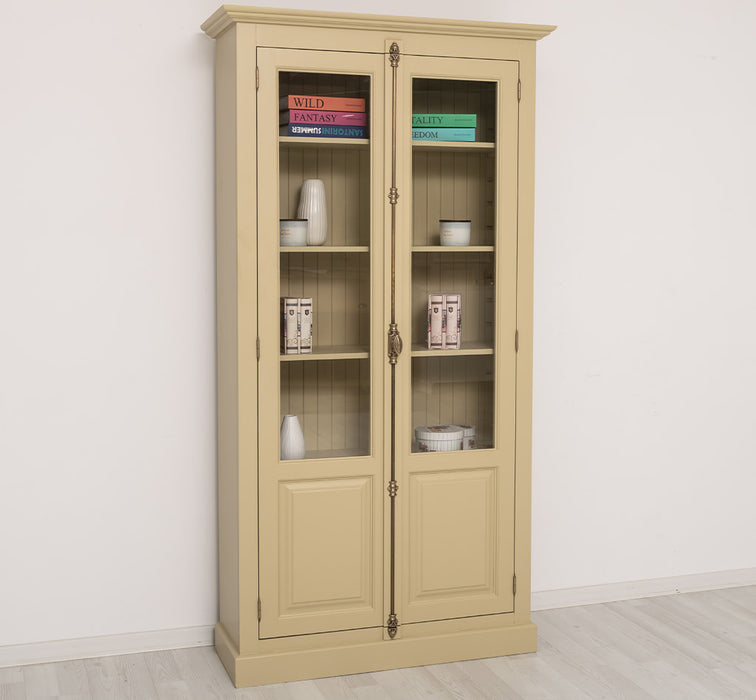 Landhausstil Büchervitrine aus Massivholz in verschiedenen Farben - Vintage Bücherschrank