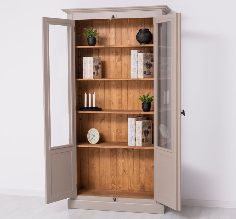 Landhausstil Büchervitrine aus Massivholz in verschiedenen Farben - Vintage Bücherschrank